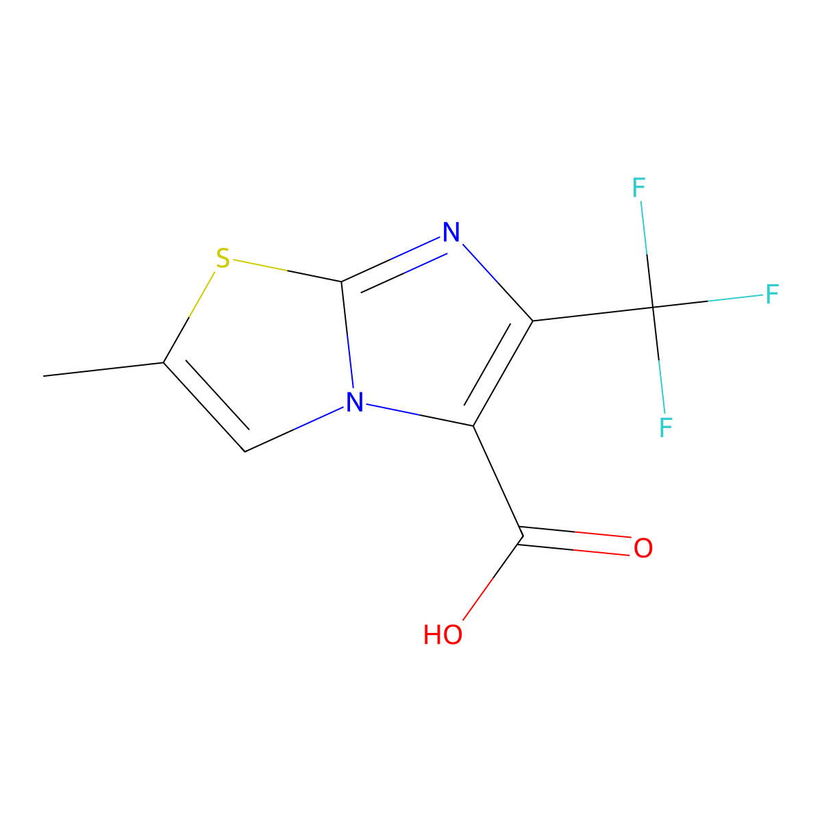 2-Methyl-6-(trifluoromethyl)imidazo[2,1-b]thiazole-5-carboxylic acid molecular structure, CAS 1369332-25-1