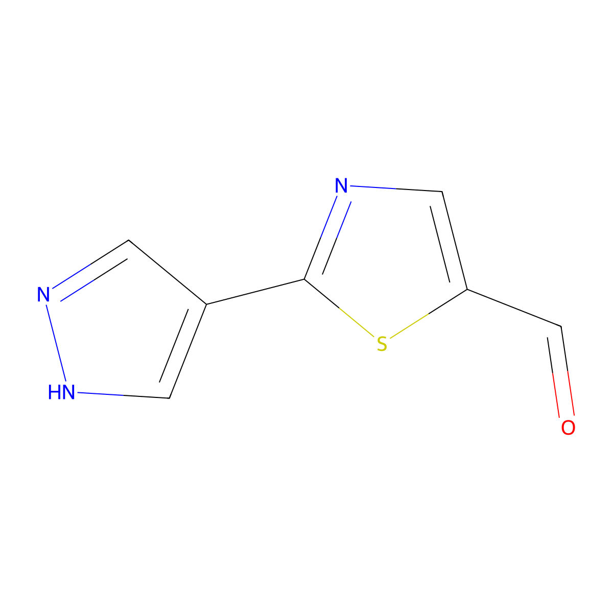 2-(1H-pyrazol-4-yl)-1,3-thiazole-5-carbaldehyde molecular structure, CAS 1369336-35-5