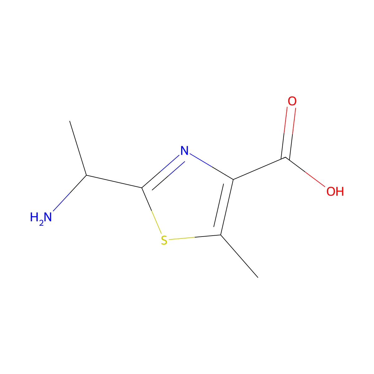 2-(1-Aminoethyl)-5-methyl-1,3-thiazole-4-carboxylic acid molecular structure, CAS 1369337-63-2