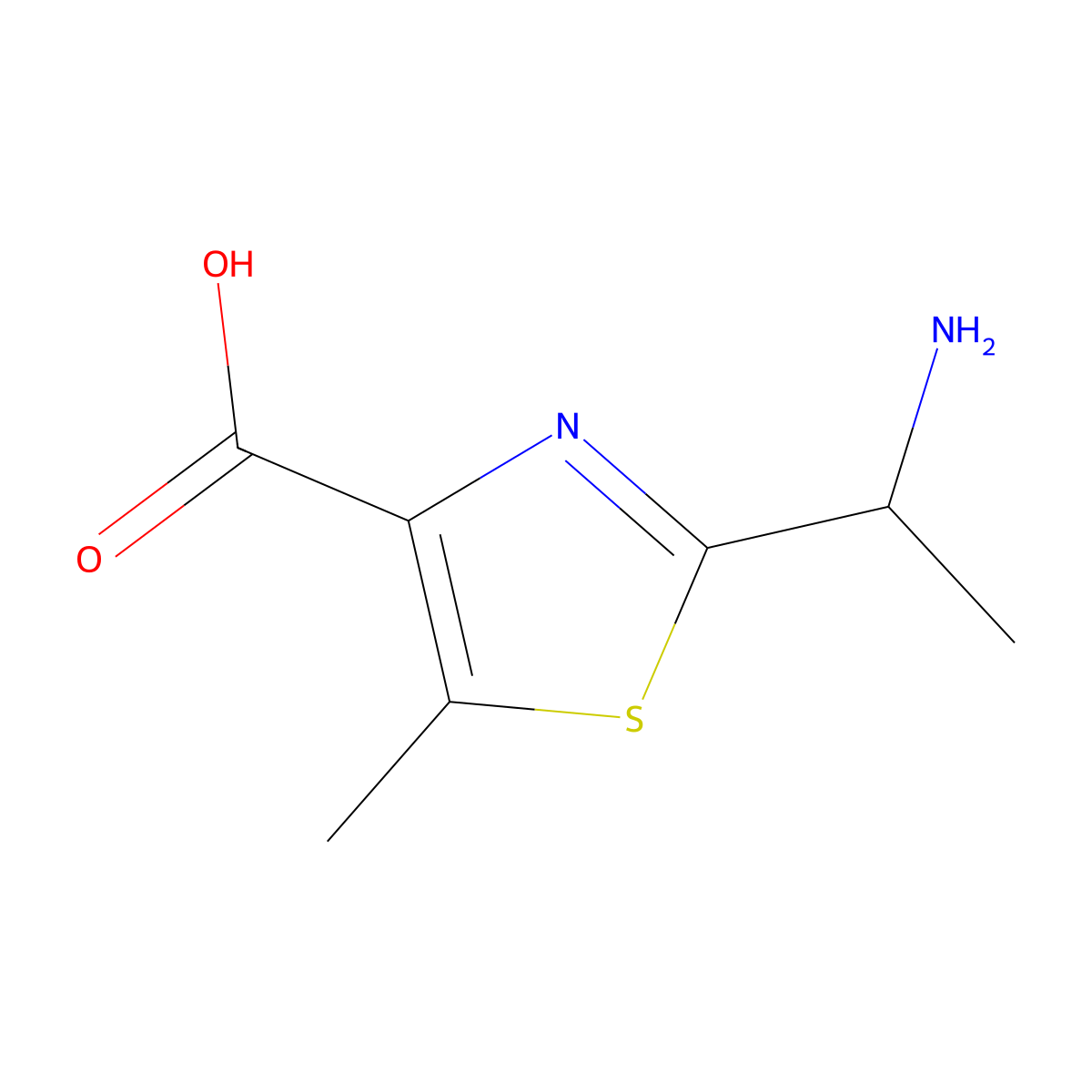 2-(1-Aminoethyl)-5-methyl-1,3-thiazole-4-carboxylic acid molecular structure, CAS 1369337-63-2