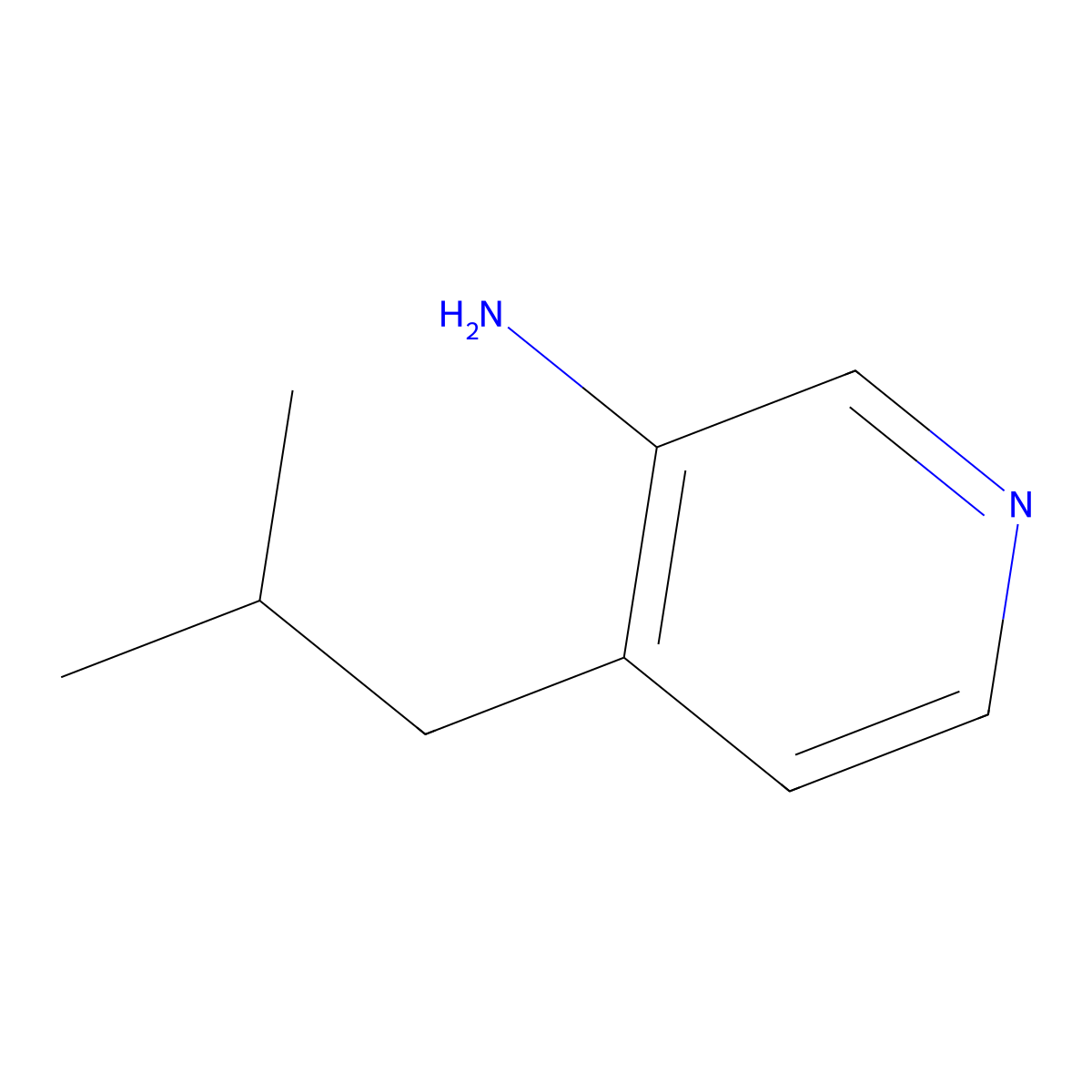 4-(2-Methylpropyl)pyridin-3-amine molecular structure, CAS 1369340-77-1