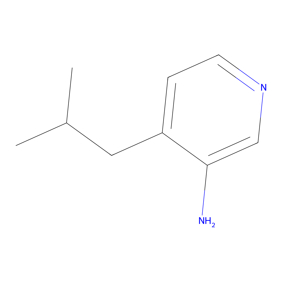 4-(2-Methylpropyl)pyridin-3-amine molecular structure, CAS 1369340-77-1