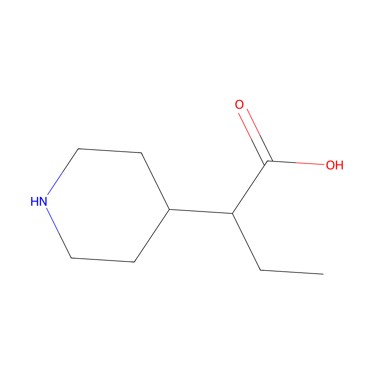2-(Piperidin-4-YL)butanoic acid molecular structure, CAS 1369344-21-7