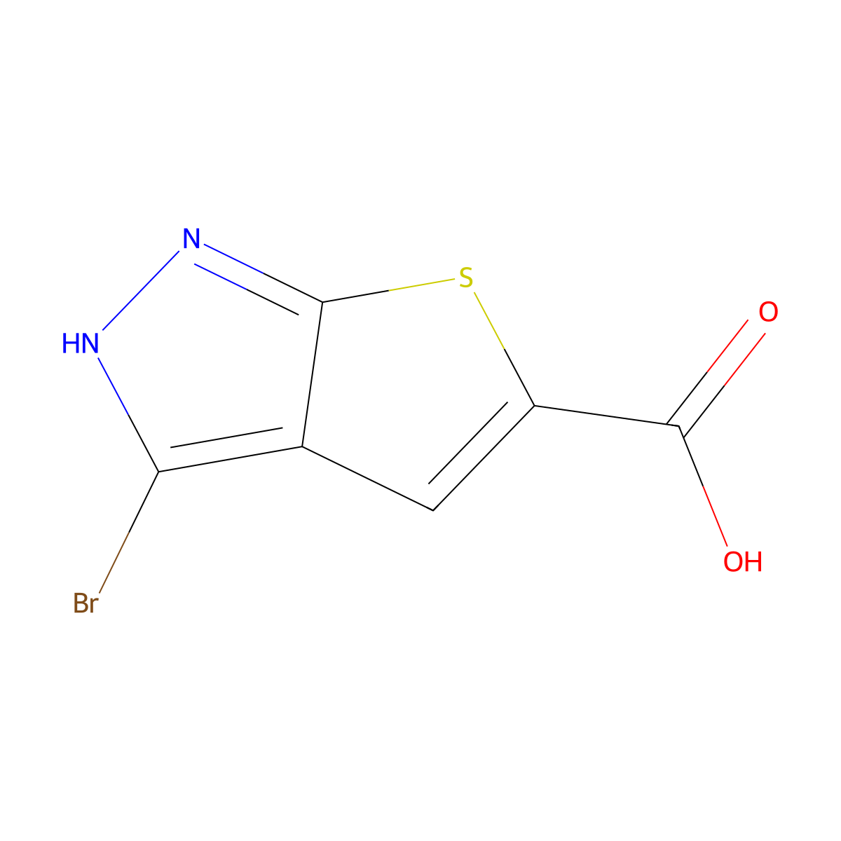 3-bromo-1H-thieno(2,3-c)pyrazole-5-carboxylic acid molecular structure, CAS 1369347-95-4