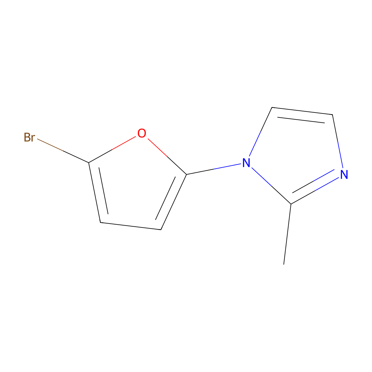 2-Bromo-5-(2-methylimidazol-1-yl)furan molecular structure, CAS 1369348-16-2