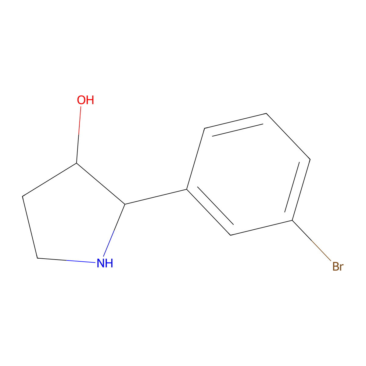 2-(3-Bromophenyl)pyrrolidin-3-OL molecular structure, CAS 1369349-93-8