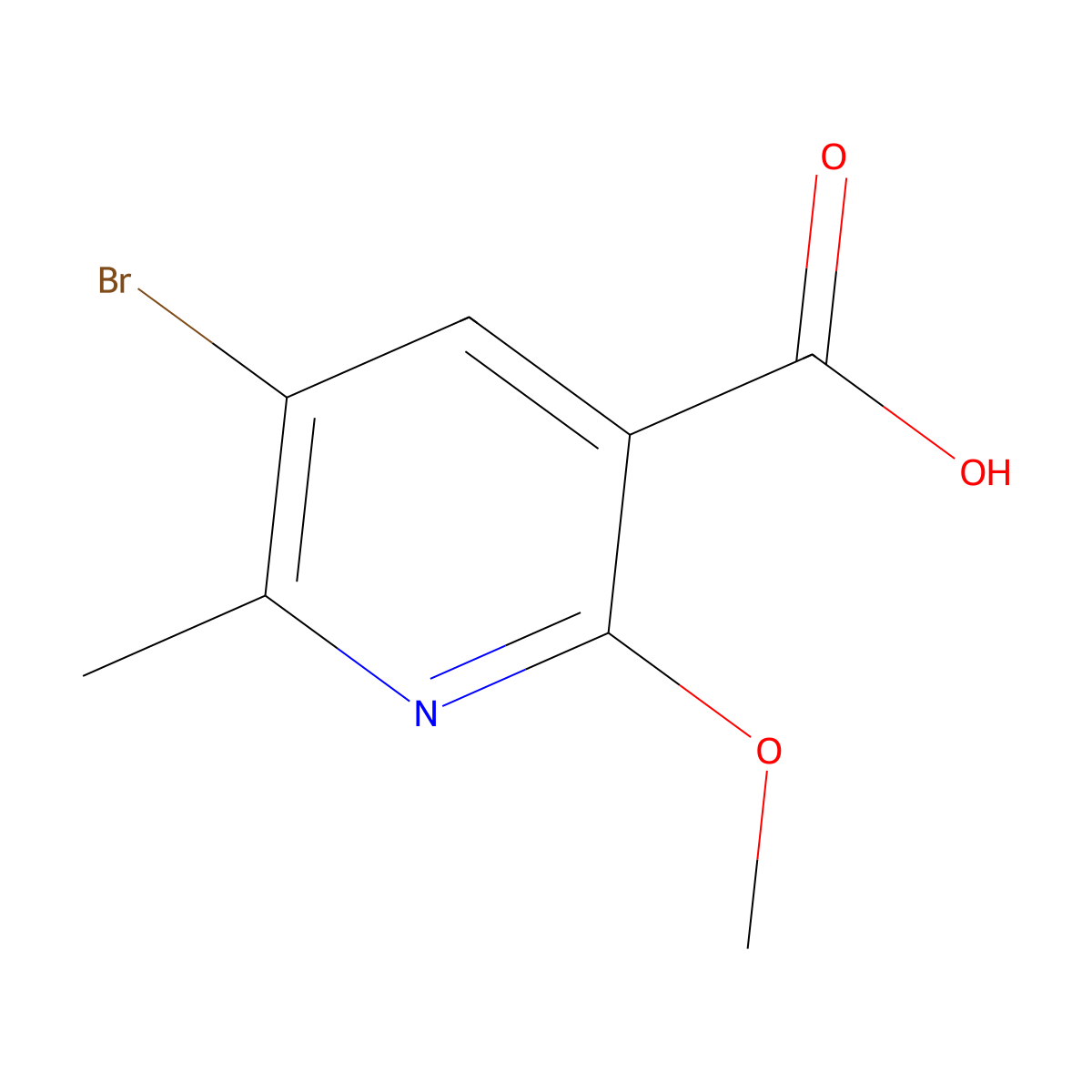 5-Bromo-2-methoxy-6-methylpyridine-3-carboxylic acid molecular structure, CAS 1369354-33-5