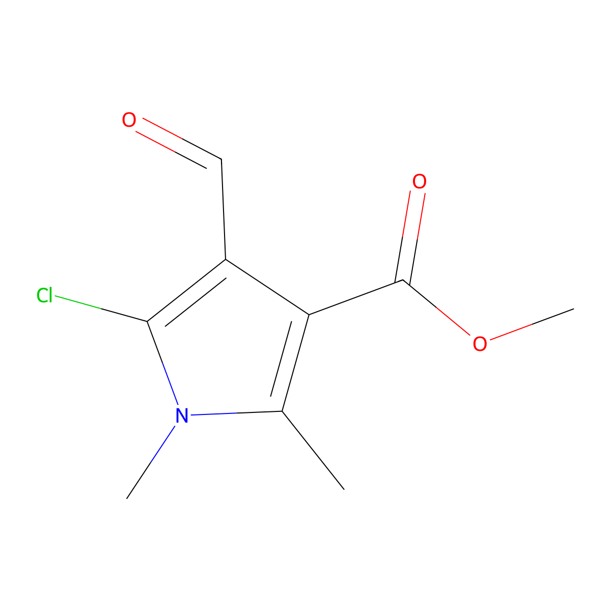Methyl 5-chloro-4-formyl-1,2-dimethylpyrrole-3-carboxylate molecular structure, CAS 1369355-69-0