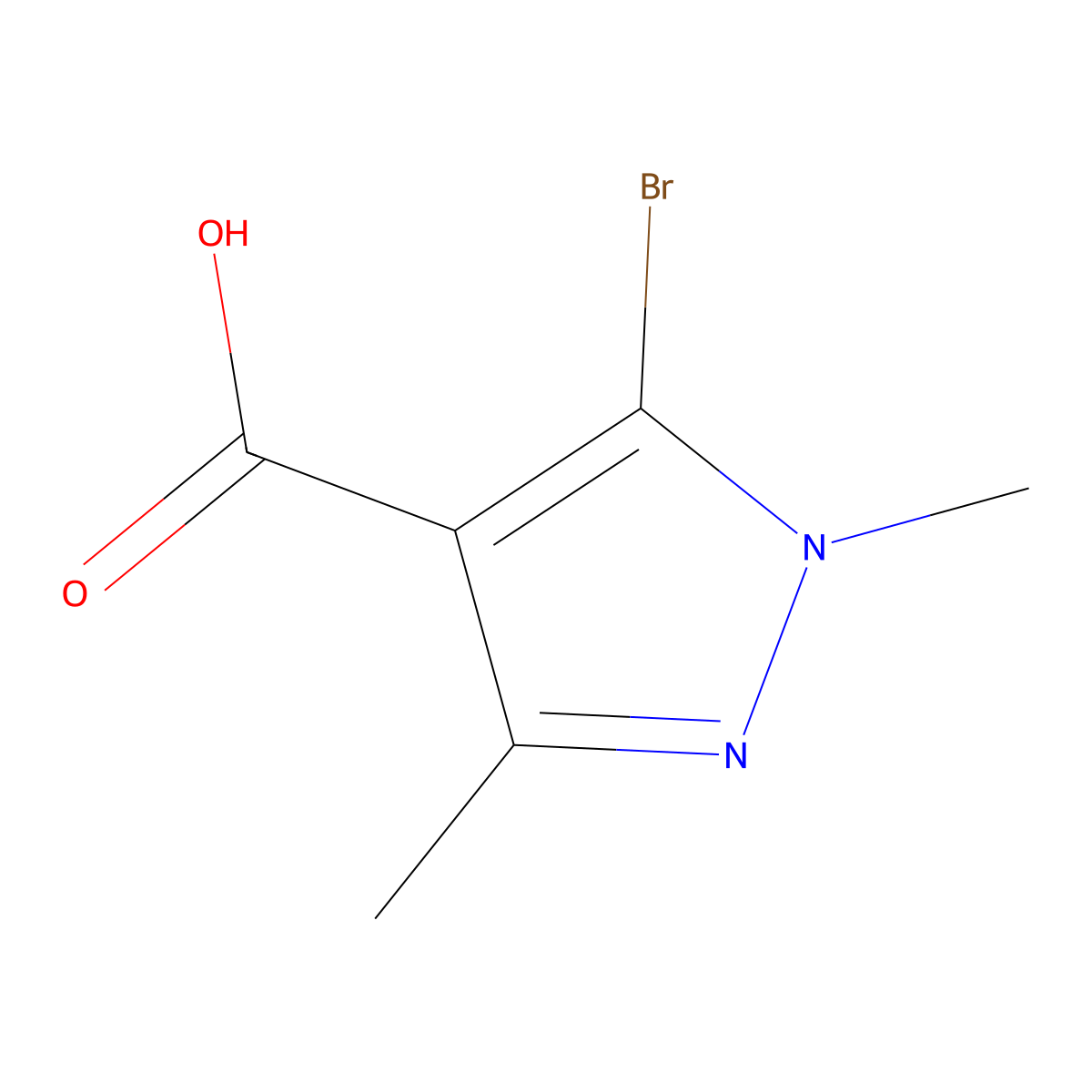 5-bromo-1,3-dimethyl-1H-pyrazole-4-carboxylic acid molecular structure, CAS 1369357-72-1