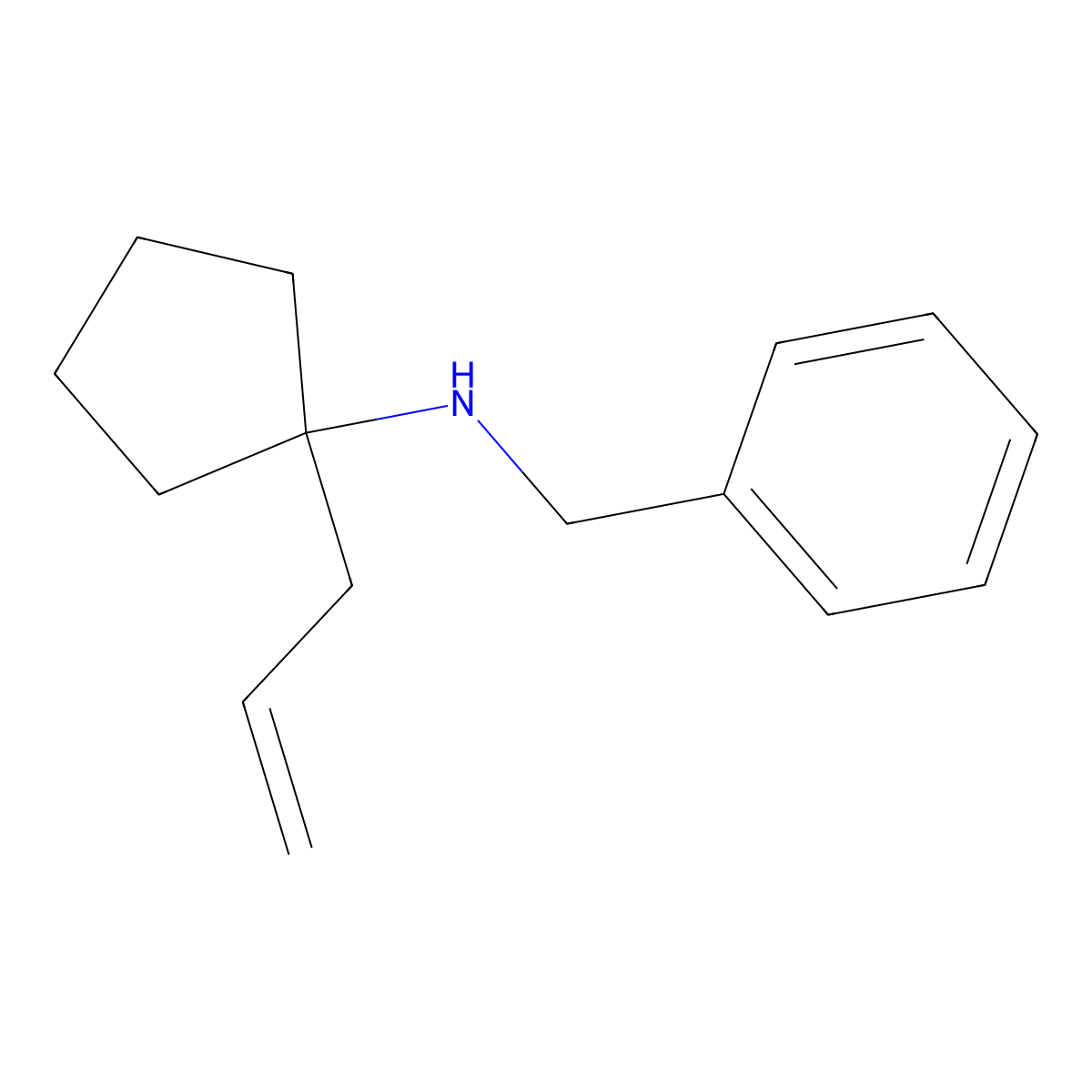 Benzenemethanamine, N-[1-(2-propenyl)cyclopentyl]- molecular structure, CAS 136936-07-7