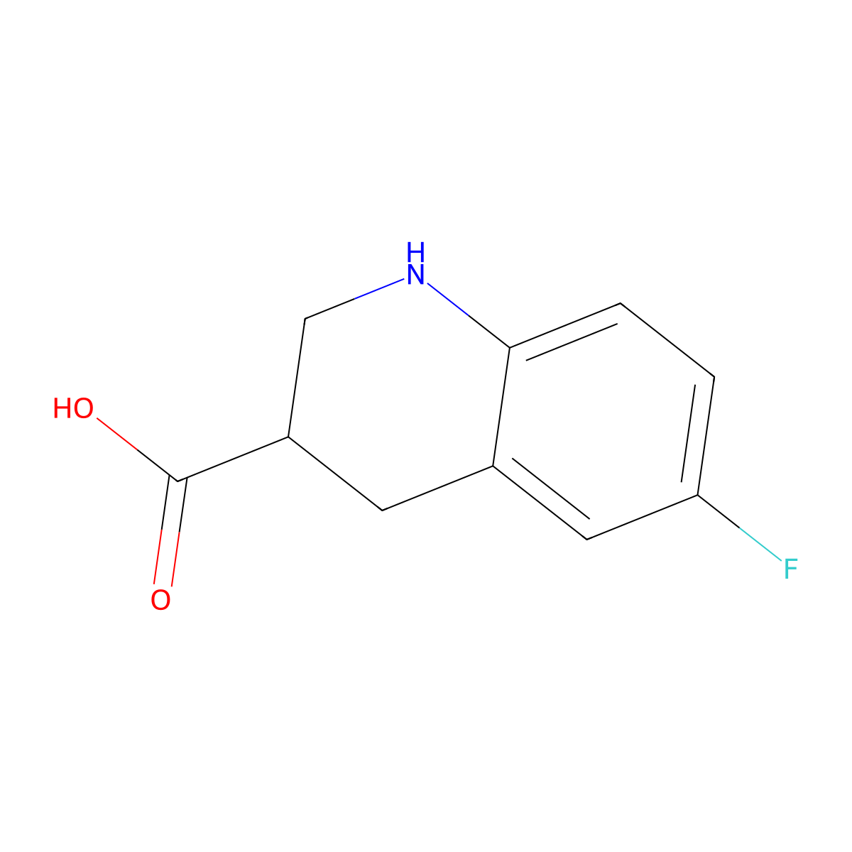 6-Fluoro-1,2,3,4-tetrahydroquinoline-3-carboxylic acid molecular structure, CAS 1369362-36-6