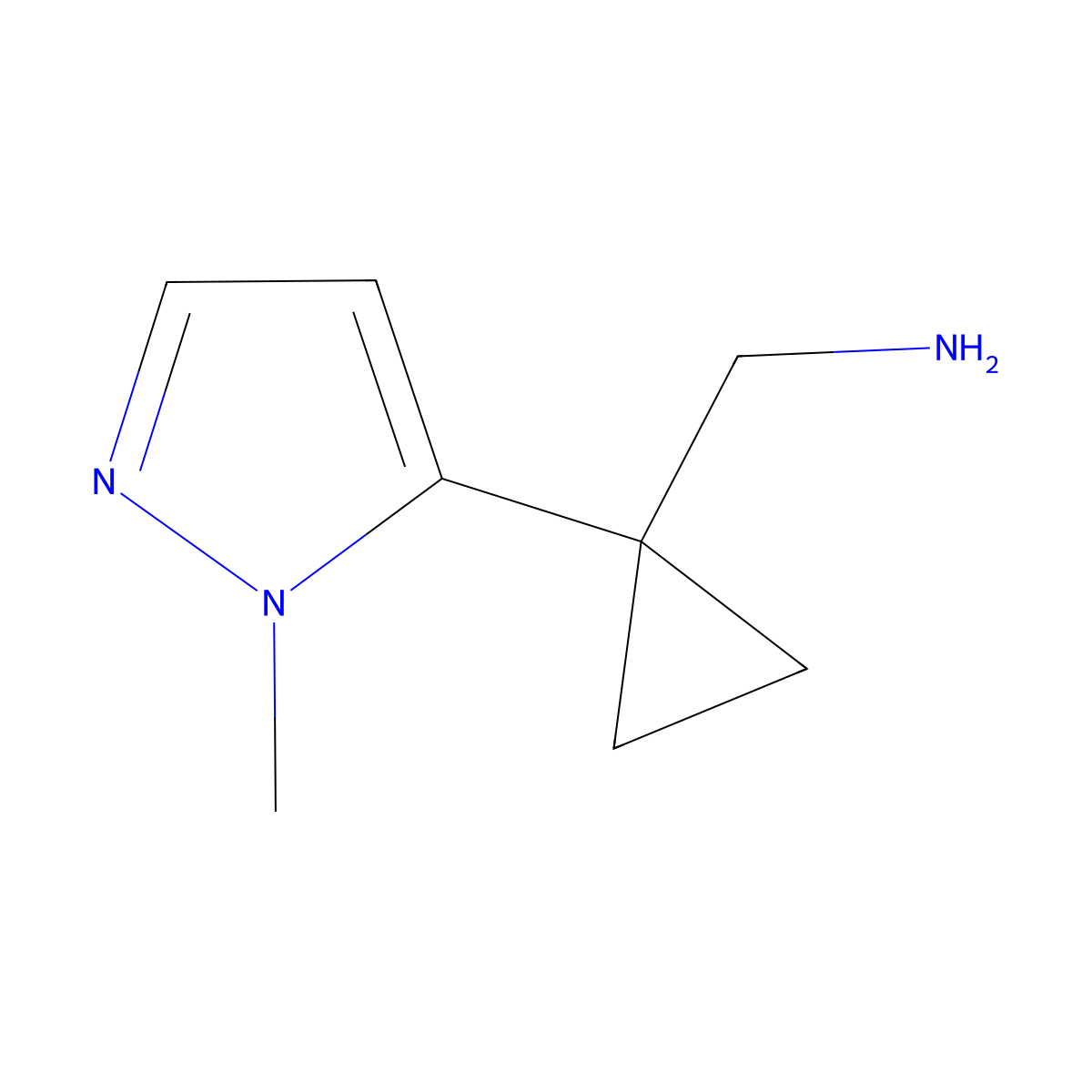 [1-(1-methyl-1H-pyrazol-5-yl)cyclopropyl]methanamine molecular structure, CAS 1369364-14-6