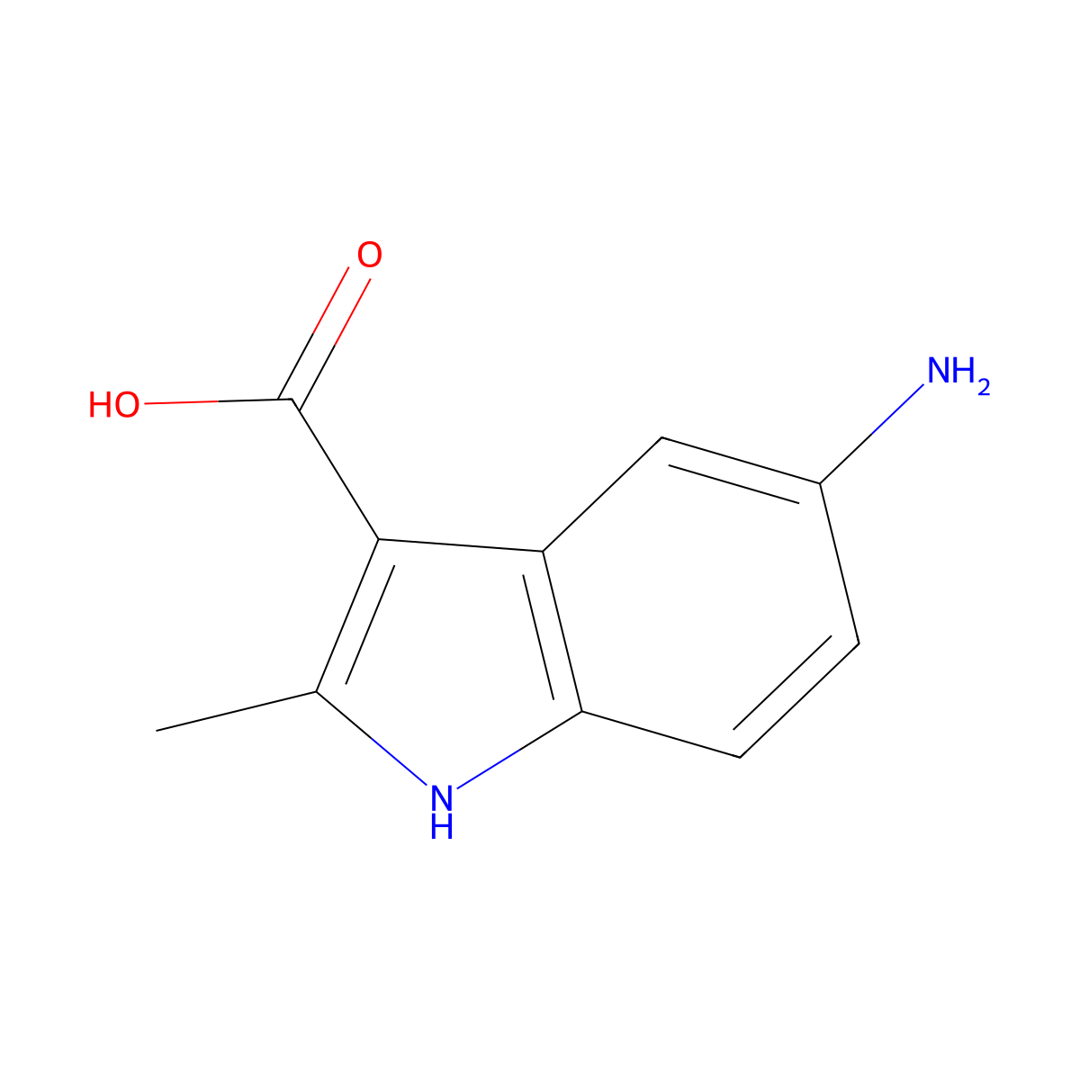 5-amino-2-methyl-1H-indole-3-carboxylic acid molecular structure, CAS 1369365-60-5