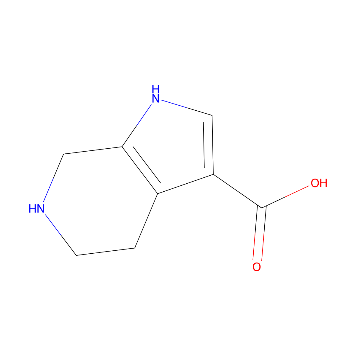 1H,4H,5H,6H,7H-pyrrolo[2,3-c]pyridine-3-carboxylic acid molecular structure, CAS 1369368-57-9