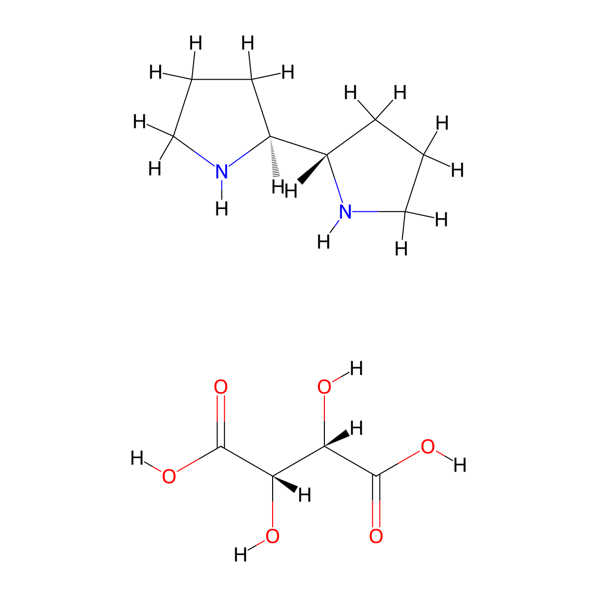 (2S,2'S)-2,2'-Bipyrrolidine (2S,3S)-2,3-dihydroxysuccinate molecular structure, CAS 136937-03-6
