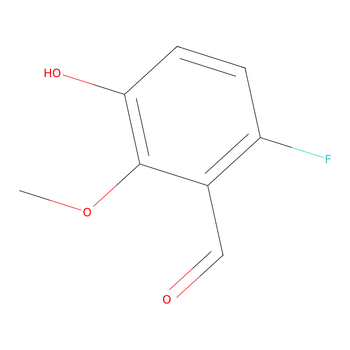 6-Fluoro-3-hydroxy-2-methoxybenzaldehyde molecular structure, CAS 1369370-34-2