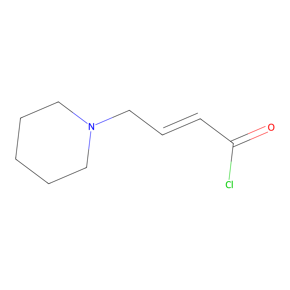 (E)-4-(piperidin-1-yl)but-2-enoyl chloride molecular structure, CAS 1369372-07-5