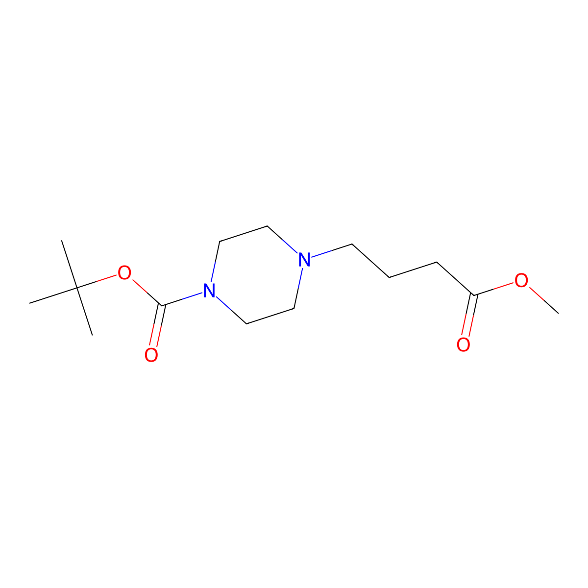 Tert-butyl 4-(4-methoxy-4-oxobutyl)piperazine-1-carboxylate molecular structure, CAS 1369391-12-7