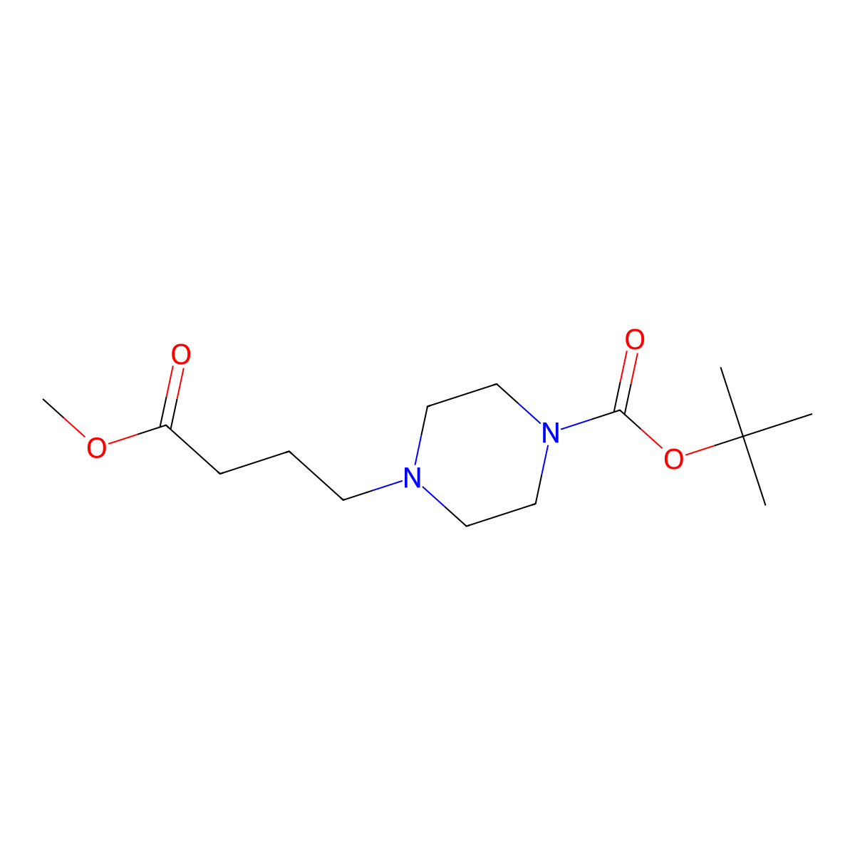 Tert-butyl 4-(4-methoxy-4-oxobutyl)piperazine-1-carboxylate molecular structure, CAS 1369391-12-7