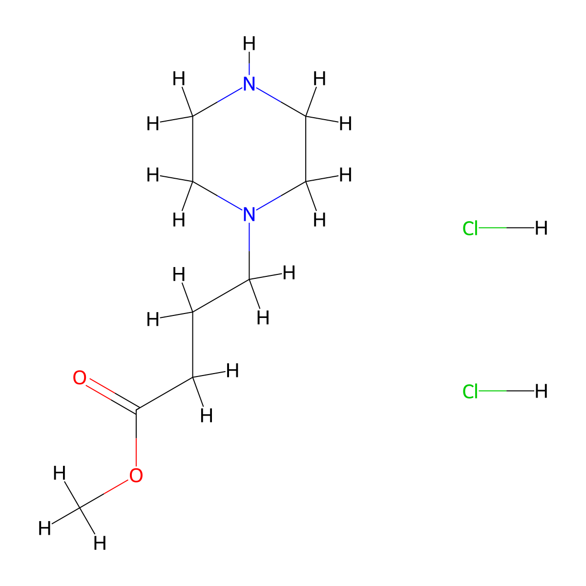 Methyl 4-(piperazin-1-yl)butanoate dihydrochloride molecular structure, CAS 1369391-35-4