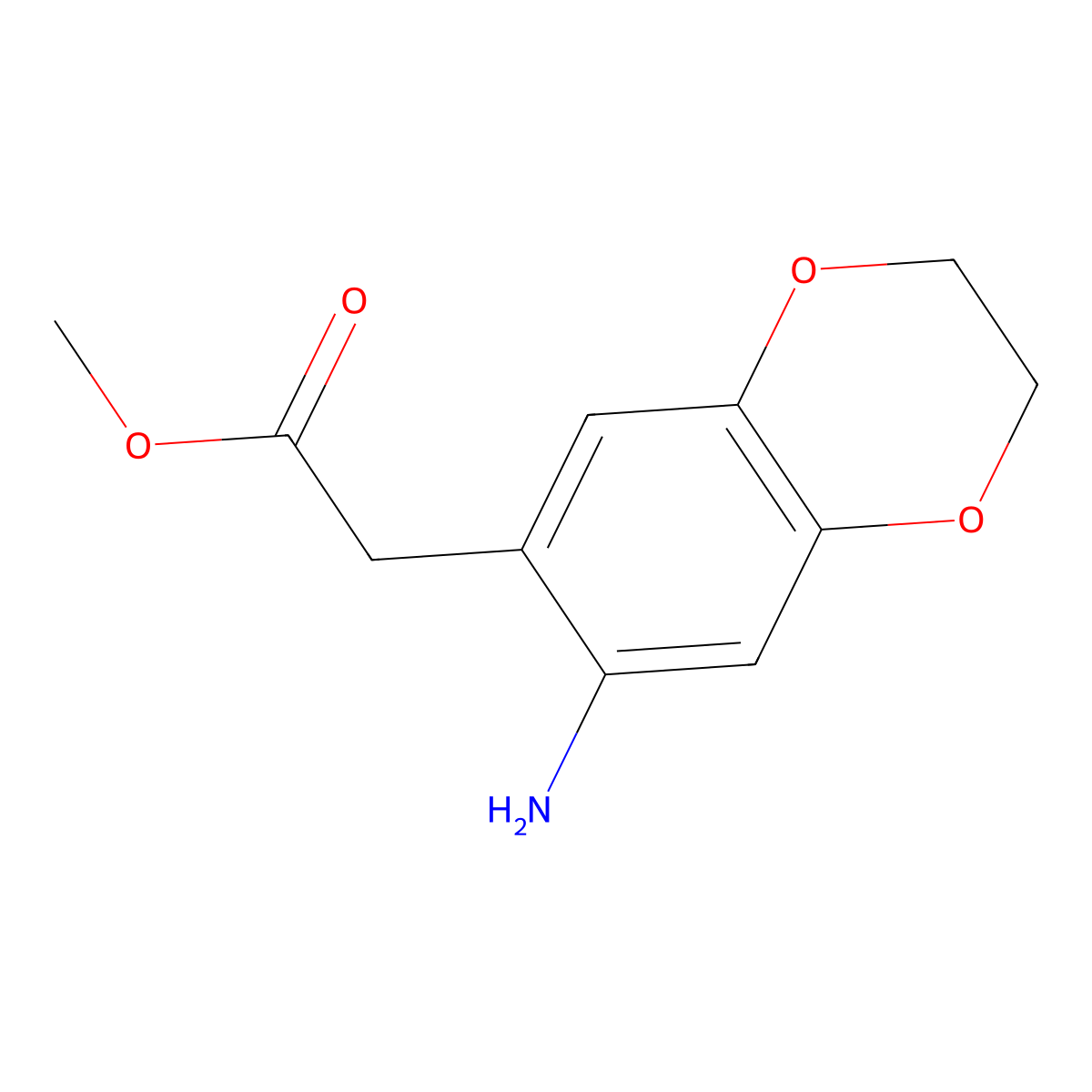 Methyl 2-(7-amino-2,3-dihydro-1,4-benzodioxin-6-yl)acetate molecular structure, CAS 1369403-02-0