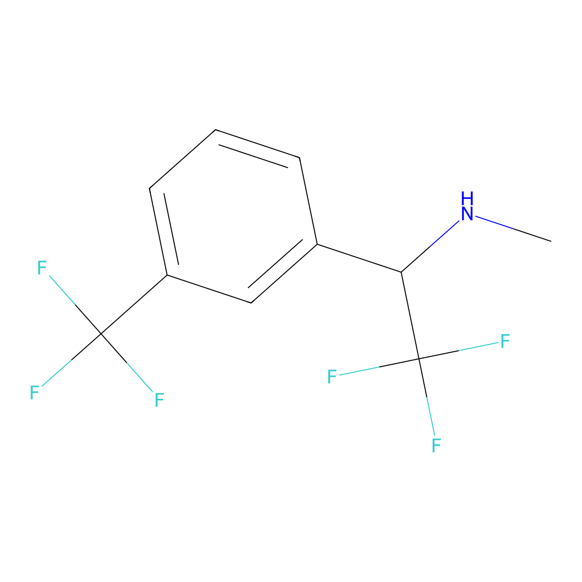 Methyl({2,2,2-trifluoro-1-[3-(trifluoromethyl)phenyl]ethyl})amine molecular structure, CAS 1369410-36-5
