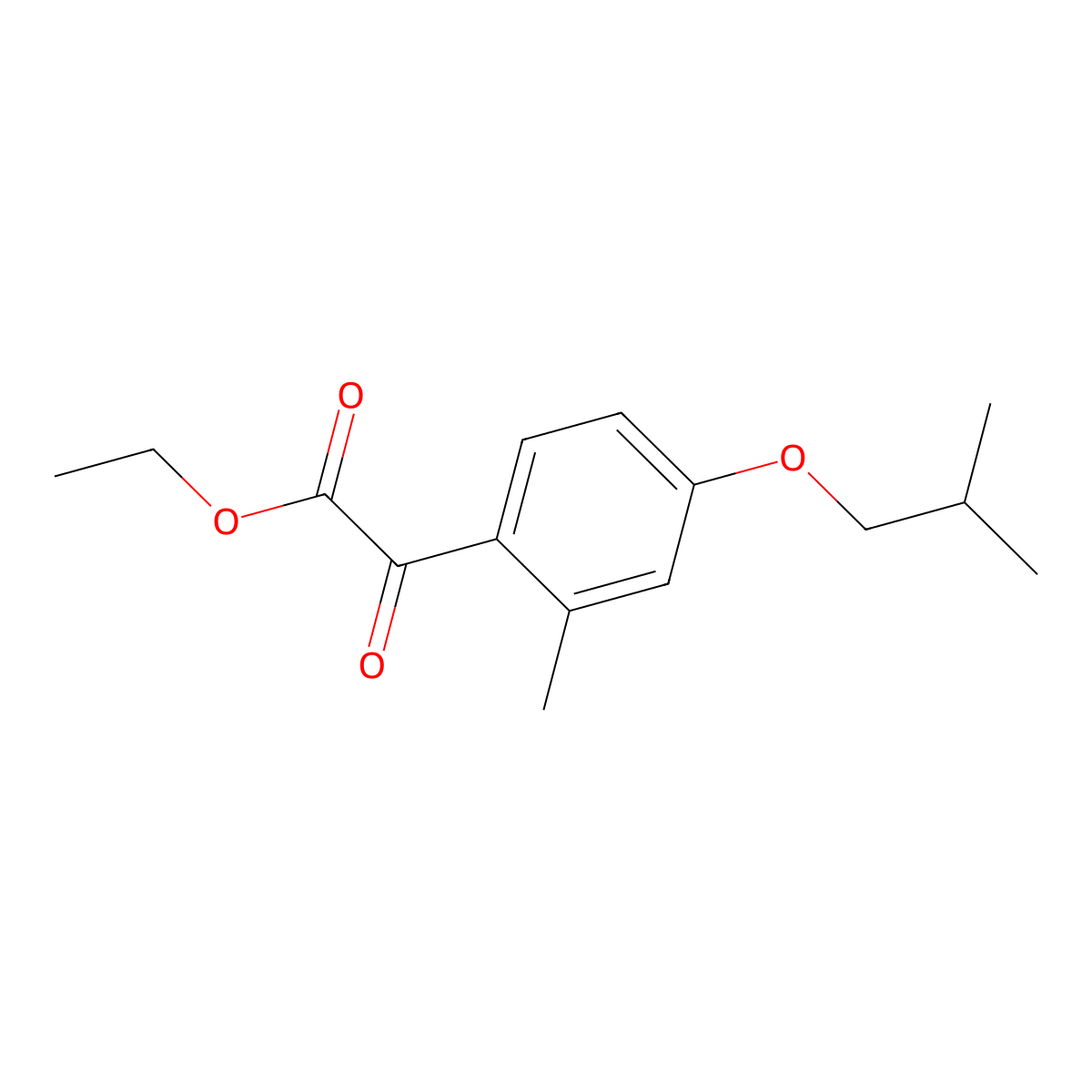Ethyl 4-iso-butoxy-2-methylbenzoylformate molecular structure, CAS 1369416-07-8