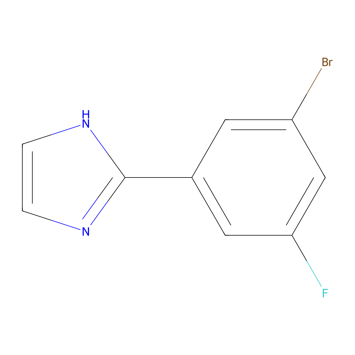 2-(3-bromo-5-fluorophenyl)-1H-imidazole molecular structure, CAS 1369418-40-5