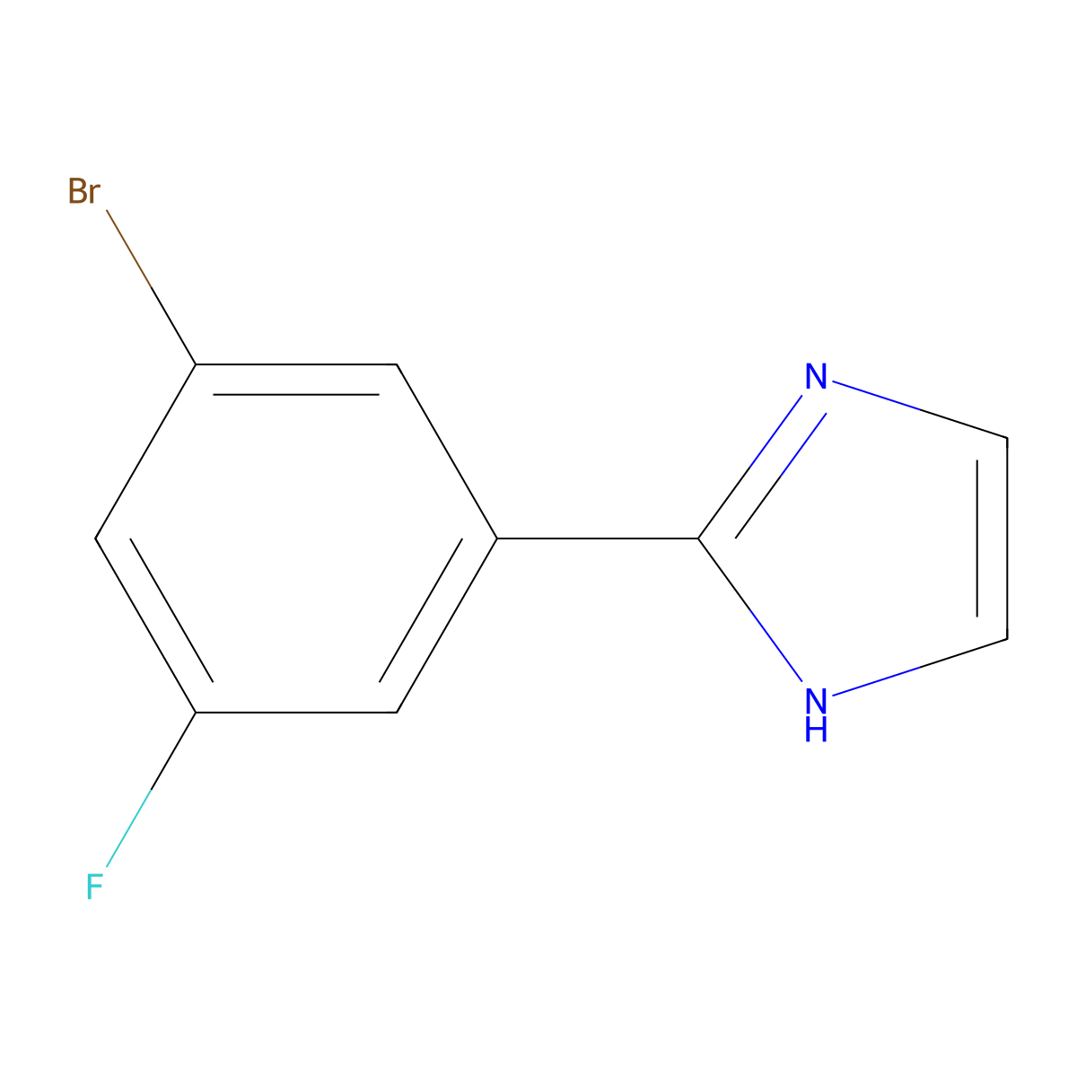 2-(3-bromo-5-fluorophenyl)-1H-imidazole molecular structure, CAS 1369418-40-5