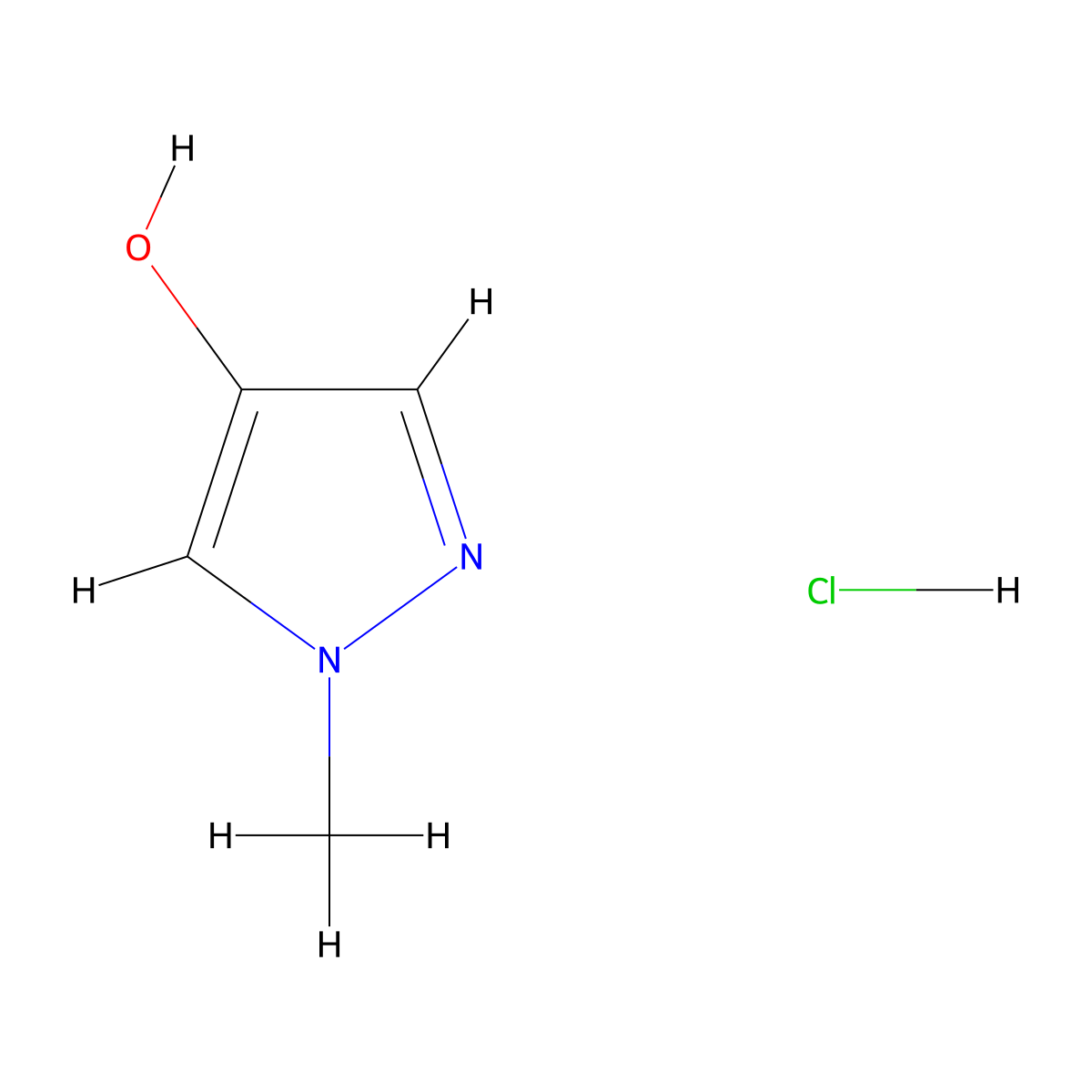 1-methyl-1H-pyrazol-4-ol hydrochloride molecular structure, CAS 1369488-73-2