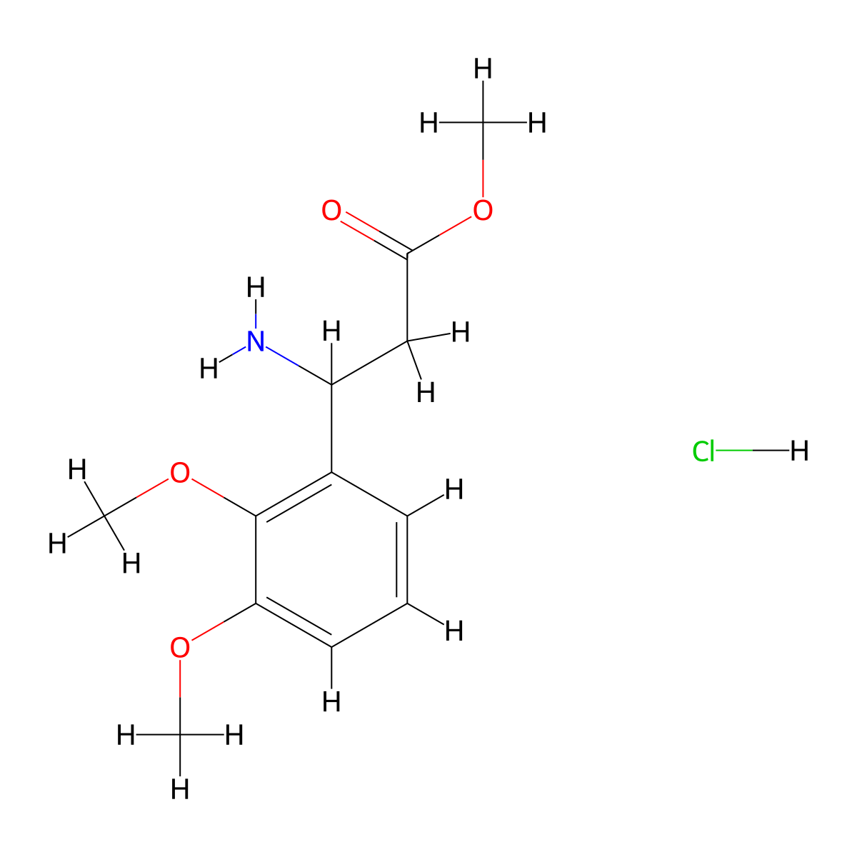 Methyl 3-amino-3-(2,3-dimethoxyphenyl)propanoate hydrochloride molecular structure, CAS 1369494-59-6