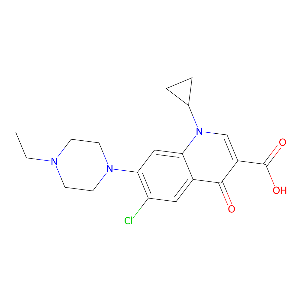 6-Chloro-1-cyclopropyl-7-(4-ethylpiperazin-1-yl)-4-oxo-1,4-dihydroquinoline-3-carboxylic acid molecular structure, CAS 1369495-59-9