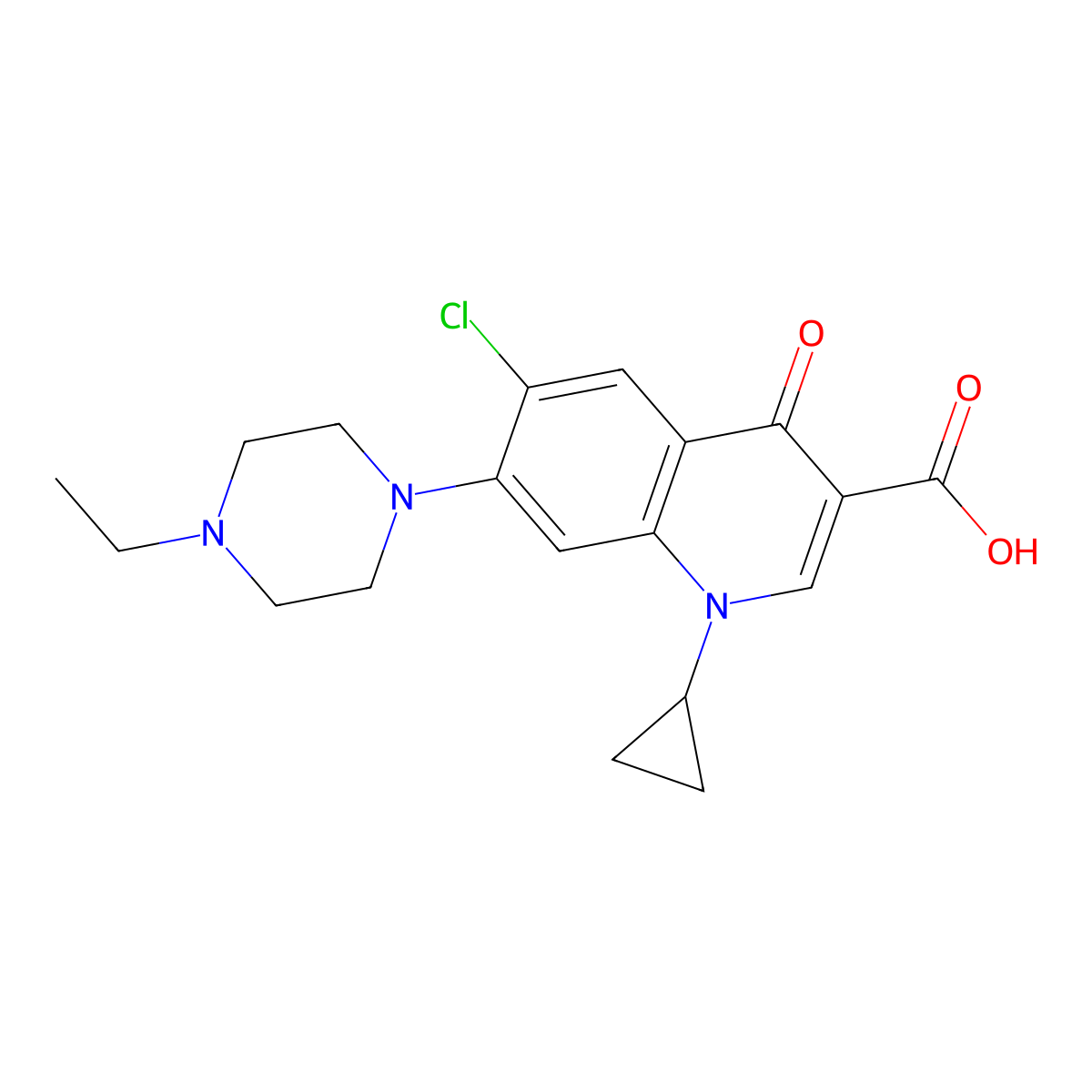 6-Chloro-1-cyclopropyl-7-(4-ethylpiperazin-1-yl)-4-oxo-1,4-dihydroquinoline-3-carboxylic acid molecular structure, CAS 1369495-59-9