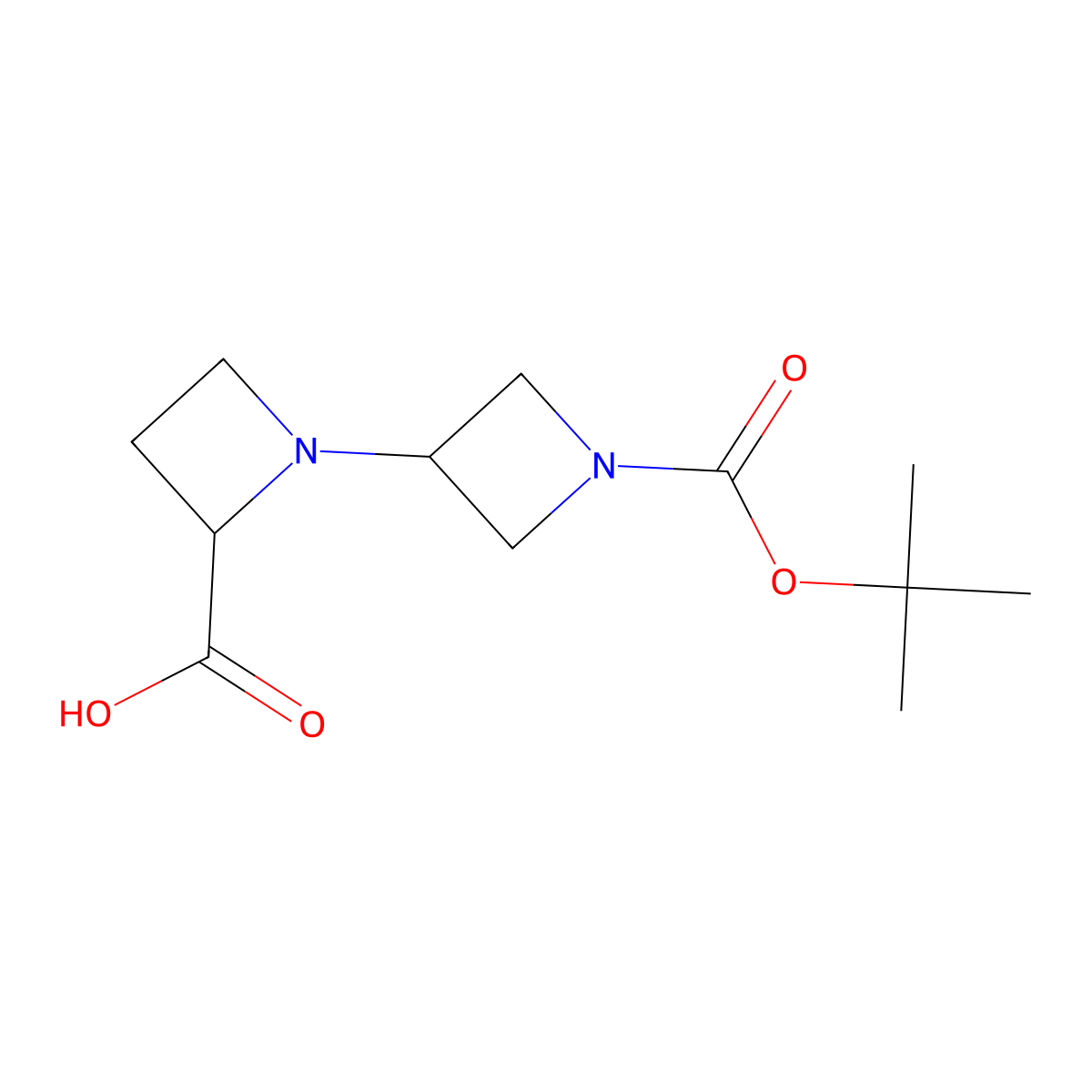 1'-[(Tert-butoxy)carbonyl]-[1,3'-biazetidine]-2-carboxylic acid molecular structure, CAS 1369495-95-3
