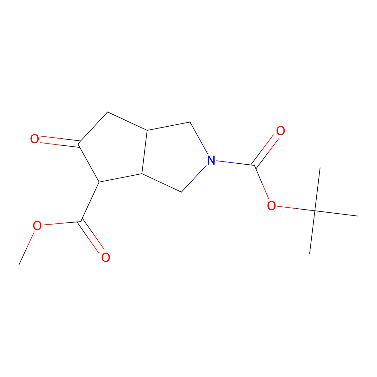 2-Tert-butyl 4-methyl 5-oxo-octahydrocyclopenta(c)pyrrole-2,4-dicarboxylate molecular structure, CAS 1369496-58-1
