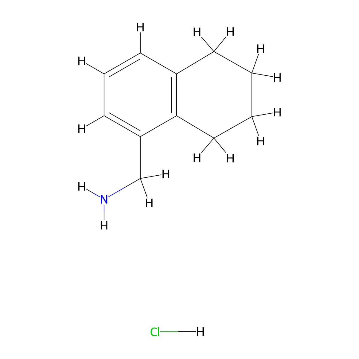 (5,6,7,8-Tetrahydronaphthalen-1-yl)methanamine hydrochloride molecular structure, CAS 1369497-54-0