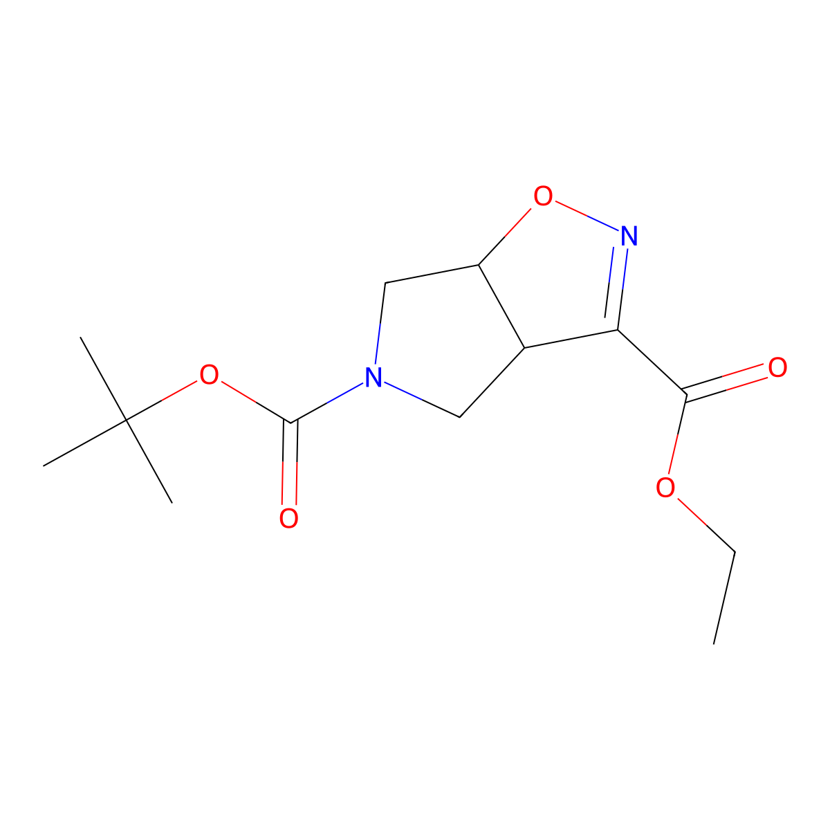 5-Tert-butyl 3-ethyl 6,6A-dihydro-3AH-pyrrolo[3,4-D]isoxazole-3,5(4H)-dicarboxylate molecular structure, CAS 1369502-87-3