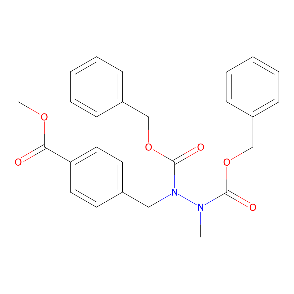 Dibenzyl 1-(4-(methoxycarbonyl)benzyl)-2-methylhydrazine-1,2-dicarboxylate molecular structure, CAS 1369503-21-8