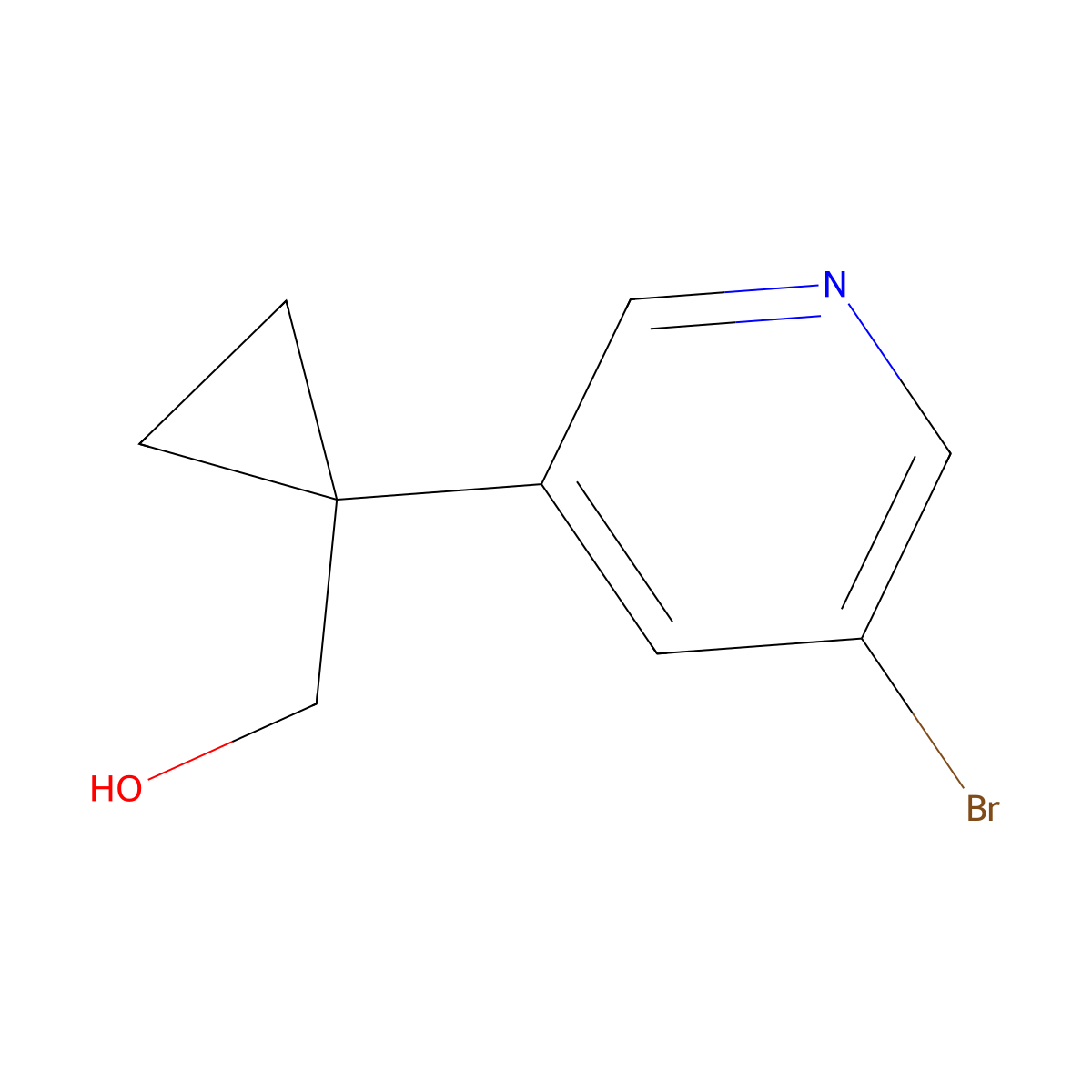 (1-(5-Bromopyridin-3-yl)cyclopropyl)methanol molecular structure, CAS 1369503-74-1