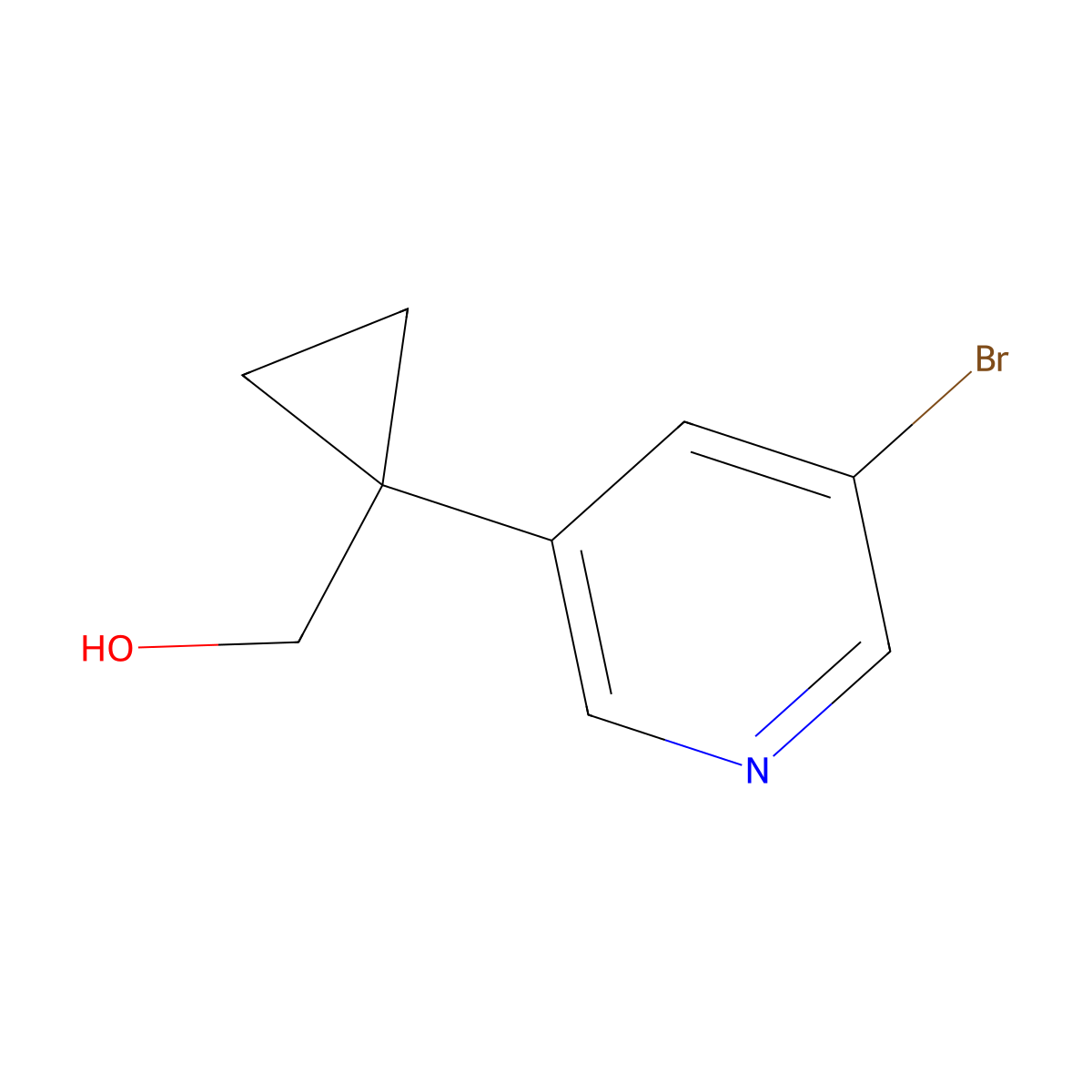 (1-(5-Bromopyridin-3-yl)cyclopropyl)methanol molecular structure, CAS 1369503-74-1