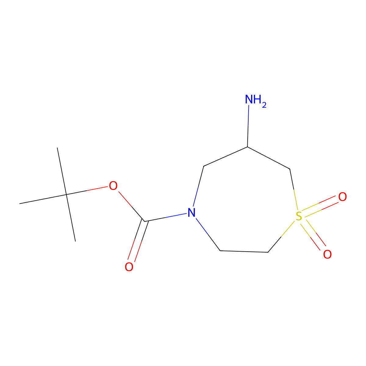 tert-Butyl 6-amino-1,4-thiazepane-4-carboxylate 1,1-dioxide molecular structure, CAS 1369503-78-5