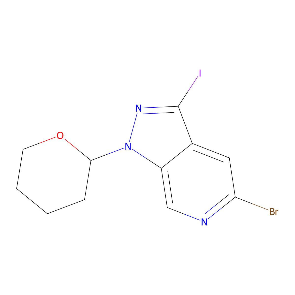 5-bromo-3-iodo-1-(tetrahydro-2H-pyran-2-yl)-1H-pyrazolo[3,4-c]pyridine molecular structure, CAS 1369509-72-7