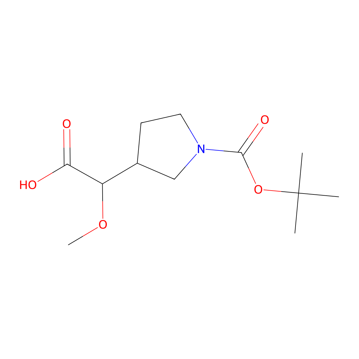 2-{1-[(Tert-butoxy)carbonyl]pyrrolidin-3-yl}-2-methoxyacetic acid molecular structure, CAS 1369510-15-5