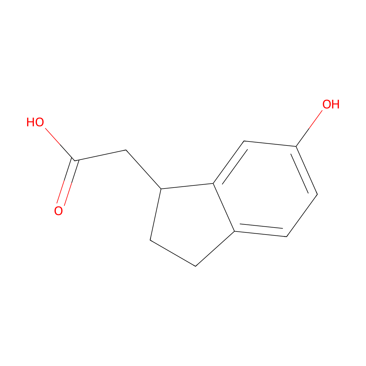 2-(6-hydroxy-2,3-dihydro-1H-inden-1-yl)acetic acid molecular structure, CAS 1369510-50-8