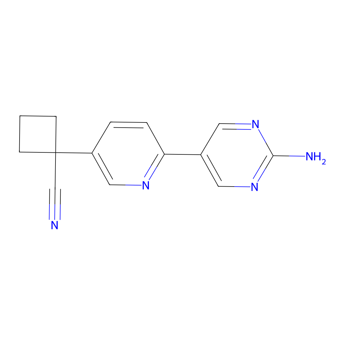 1-(6-(2-Aminopyrimidin-5-yl)pyridin-3-yl)cyclobutanecarbonitrile molecular structure, CAS 1369513-80-3