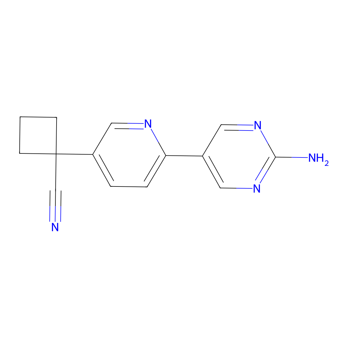 1-(6-(2-Aminopyrimidin-5-yl)pyridin-3-yl)cyclobutanecarbonitrile molecular structure, CAS 1369513-80-3