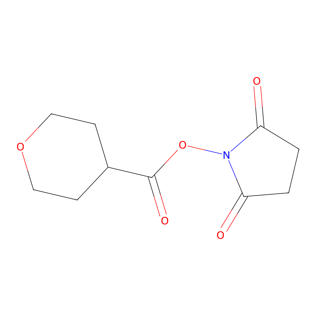 2,5-dioxopyrrolidin-1-yl tetrahydro-2H-pyran-4-carboxylate molecular structure, CAS 1369515-33-2