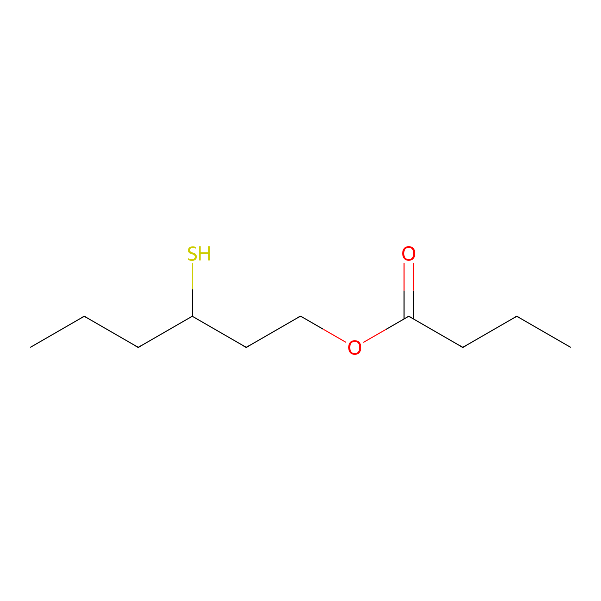3-Mercaptohexyl butyrate molecular structure, CAS 136954-21-7