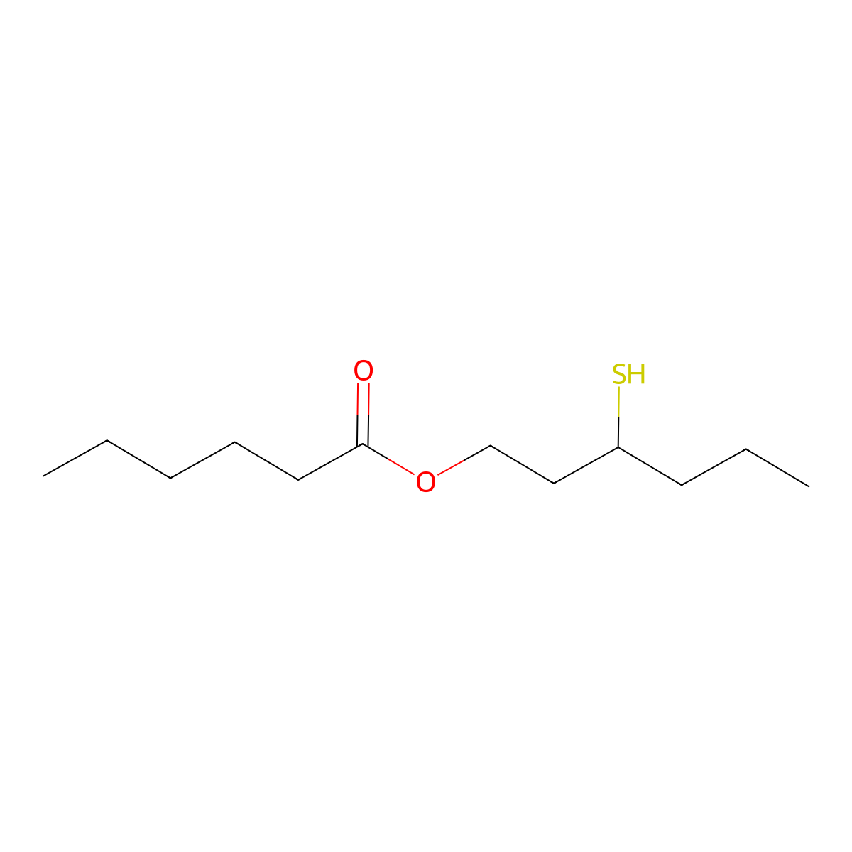 3-Mercaptohexyl hexanoate molecular structure, CAS 136954-22-8