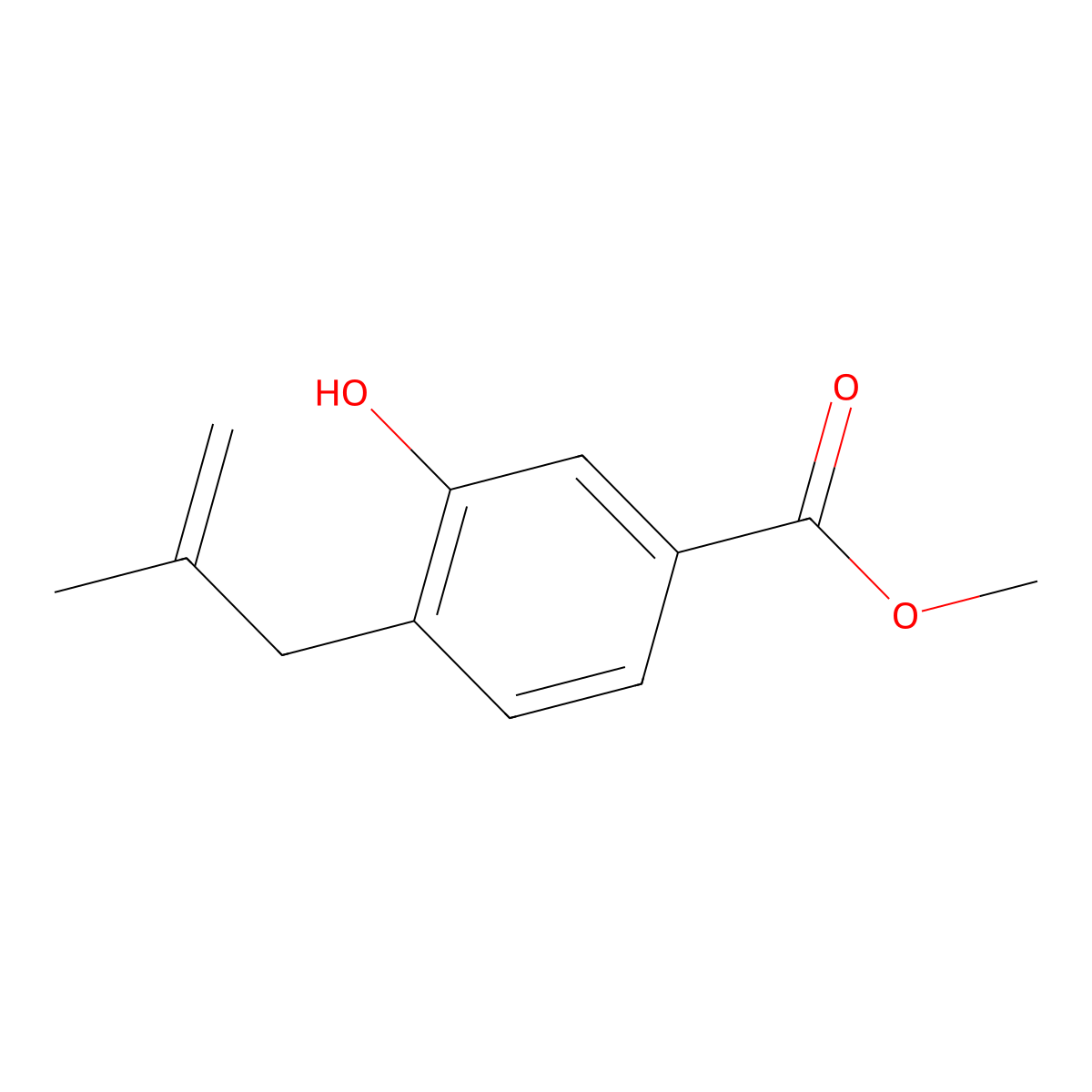 3-Hydroxy-4-(2-methylallyl)benzoic acid methyl ester molecular structure, CAS 136954-99-9